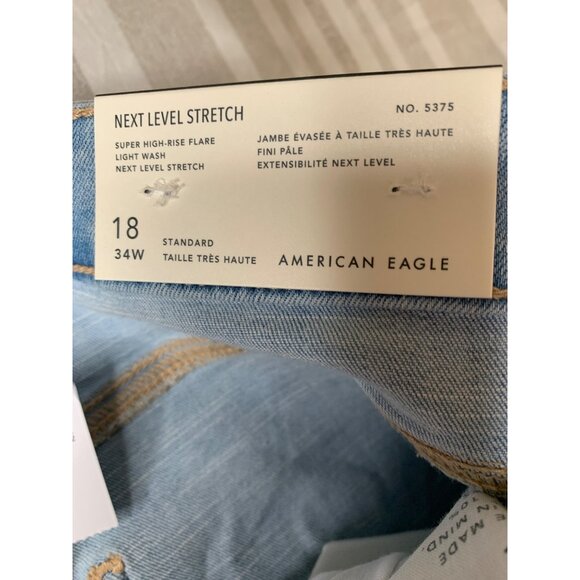 American Eagle Womens Super High-Rise Flare Jeans Size 18 Light Wash RP10499 - Picture 4 of 10